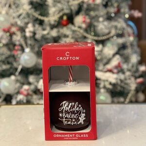 CROFTON Holiday Ornament Glass with Straw “Holiday Baking Team” Red Gift Cup NEW